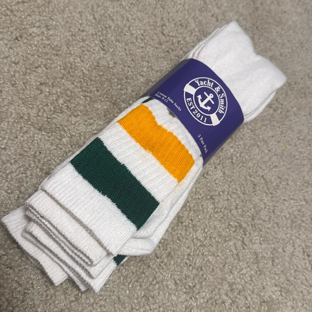 NWT Yacht & Smith High Stripe Cotton Tube Socks| St Patrick’s Day